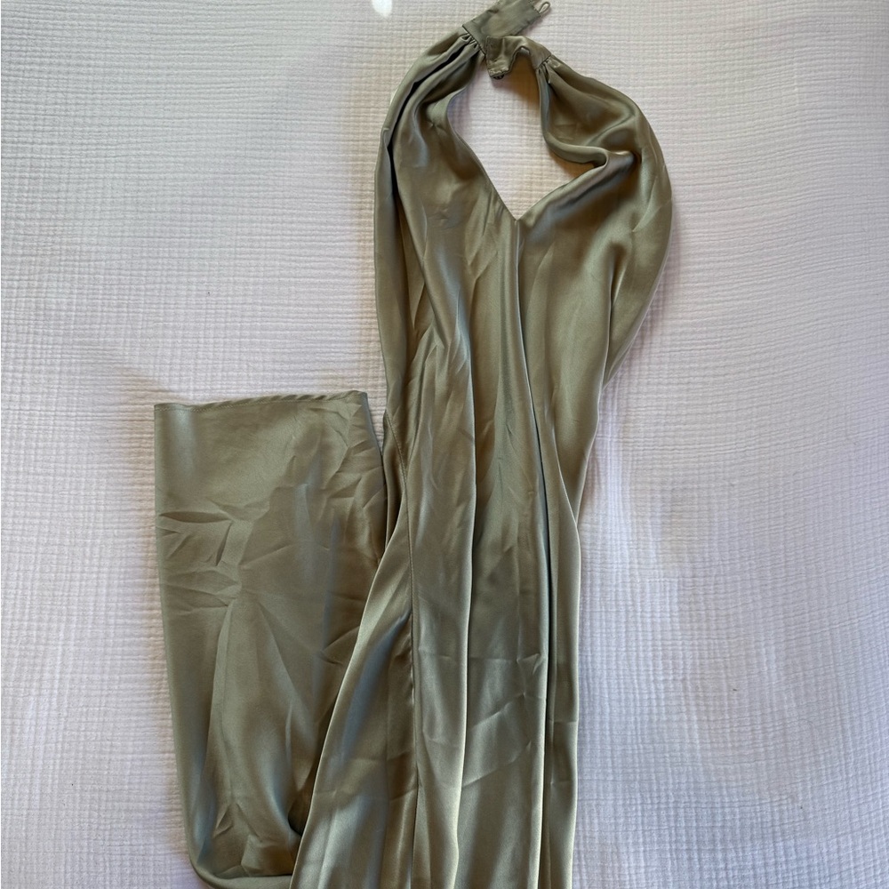 Show Me Your MuMu Olive Halter Jumpsuit